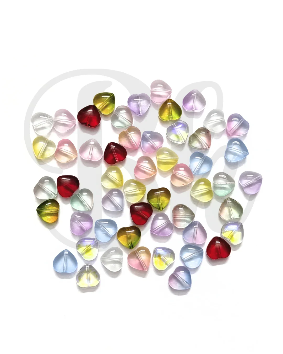 Mixed Heart Glass Beads